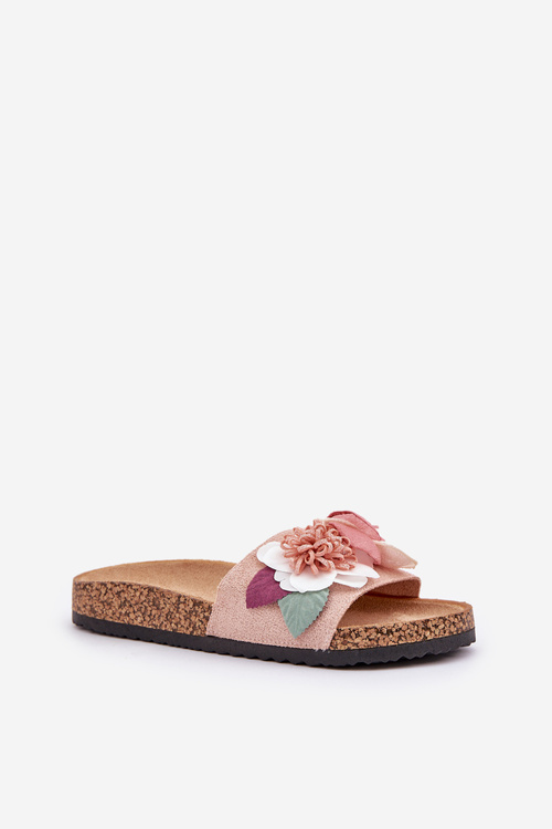 Dámské Pantofle S Květinami Na Korkové Platformě Růžové Zinrosa