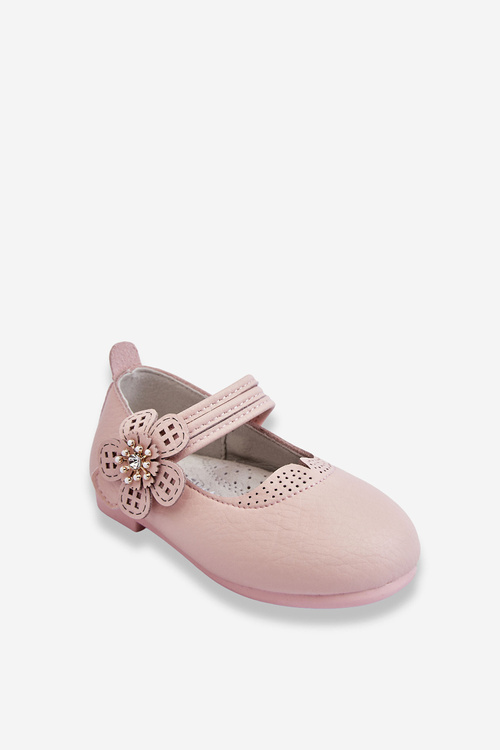 Dětské kožené baleríny s květem Růžove Cobi