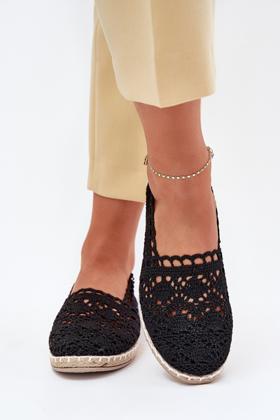 Čipkované Espadrilky Dámske Čierne Adelira