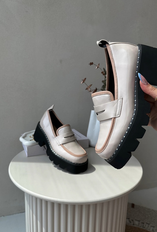 Dámské kožené mokasíny D&A MR870-32 béžové