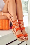 Dámske zviazané sandále na platforme Amrillo Orange