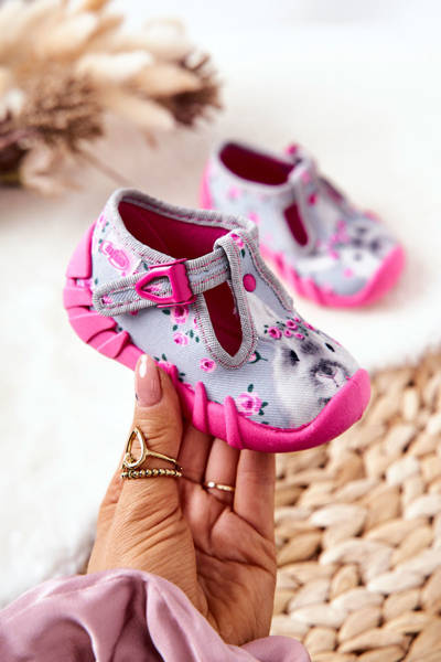 Topánky papci befado Bunny 110P425 Gray-ružové