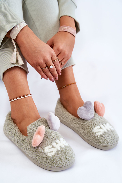 Dámské pantofle se srdíčky zelene Alasca