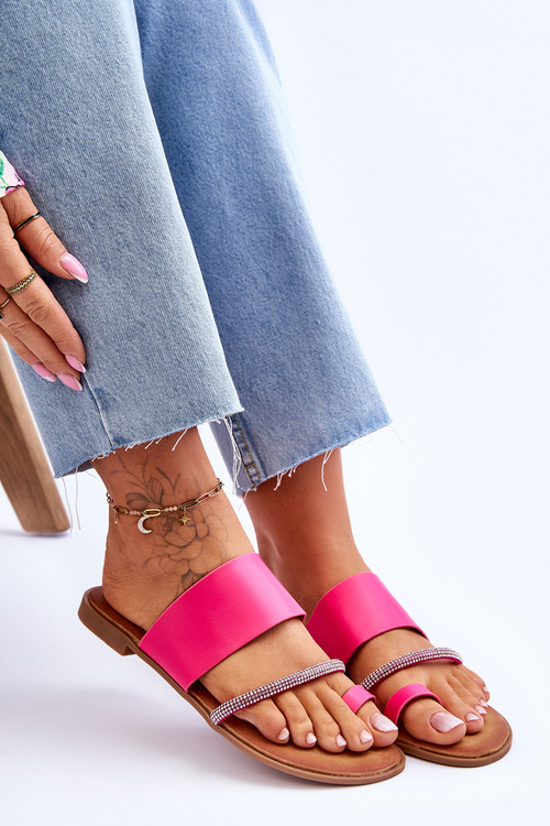 Ženské flip -flops flip -flops s dekoratívnym popruhom Fuksja Sublime