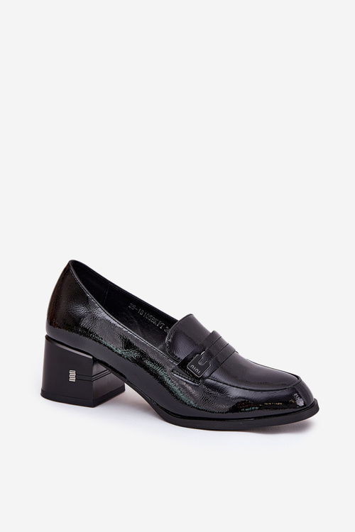 Lakovane Kožené Polobotky Dámské Na Podpatku Vinceza 18105 Černé