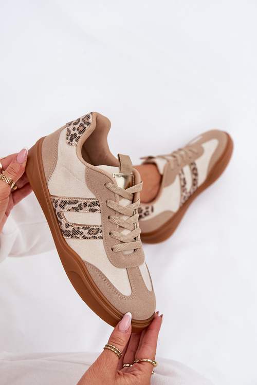 Dámské tenisky z eko semiše s leopardím vzorem béžové Satylies