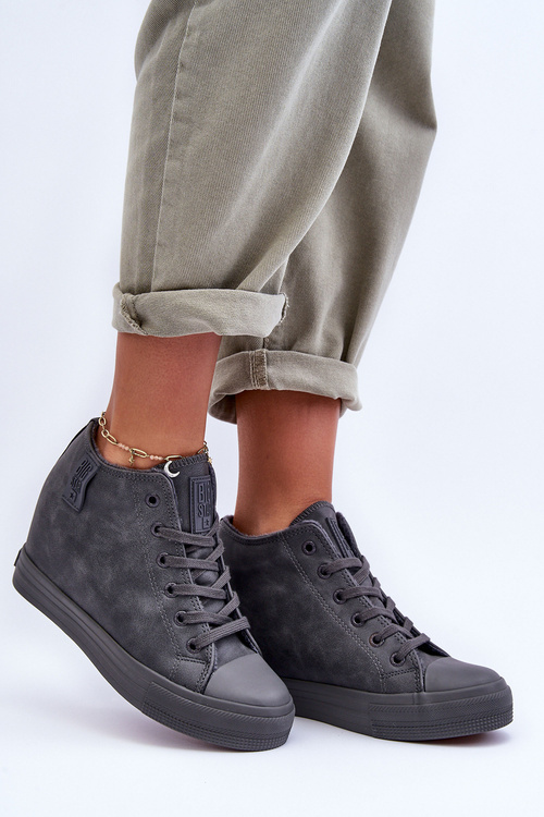 Dámske kožené tenisky na veľkej hviezde MM274005 Gray Wedge