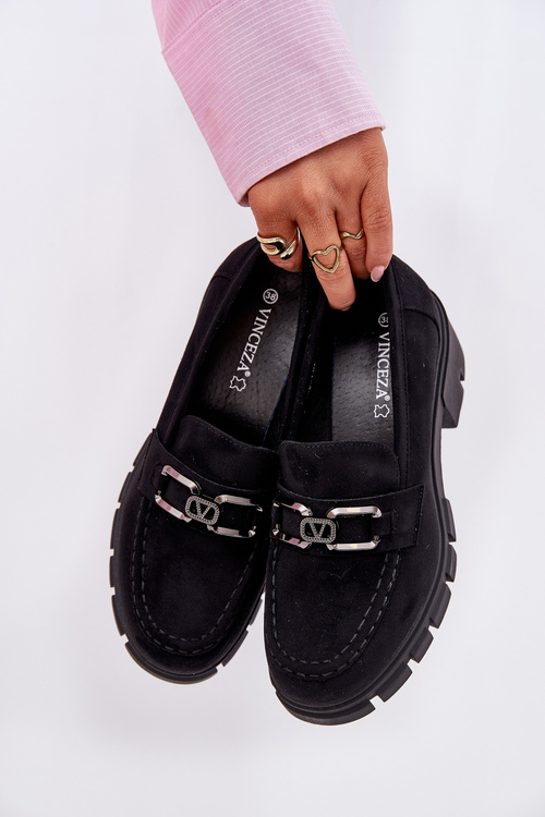 Eko Semišové Polobotky Dámské S Dekorací 39921 Černé Vinceza