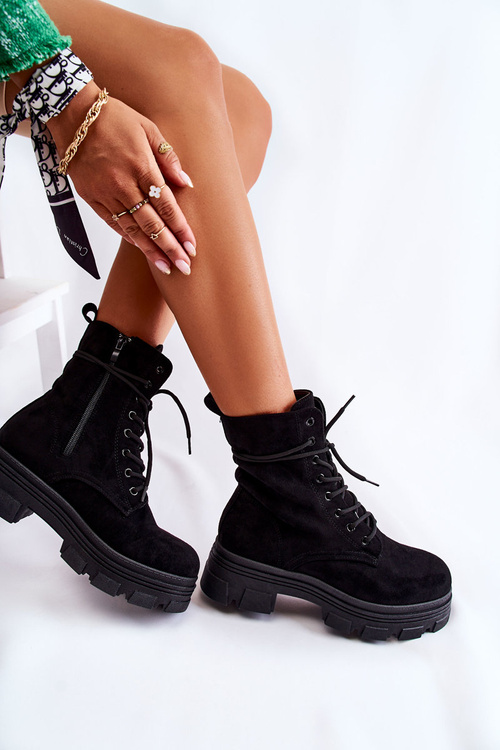 Semišové Kozačky Se Zipem Černá Marley