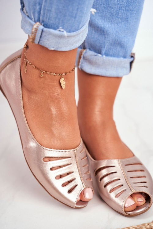 Dámsky balerinas Maciejka Leather Złote 03497-25