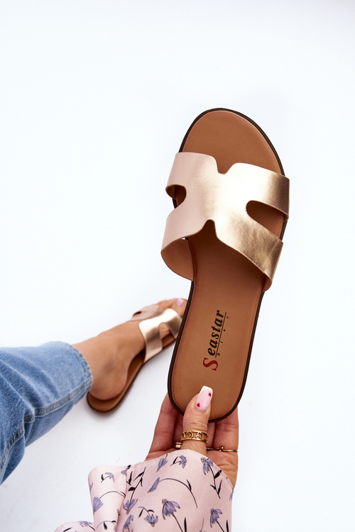 Dámske ružové zlaté šľapky s výrezom Lumossa