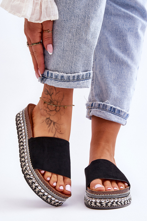 Dámské hladké semišové pantofle Černá Hayen