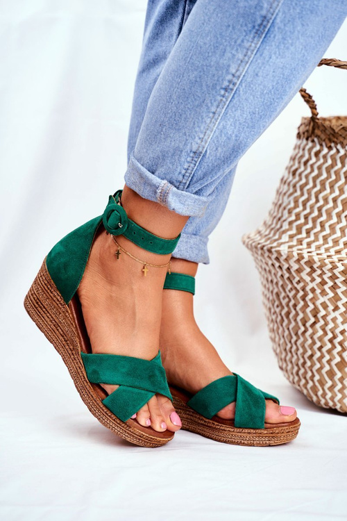 Suede Wedge Sandals Maciejka 04565-09 Zelená
