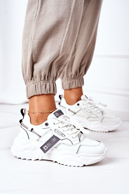 Dámské Sportovní Obuv Sneakers Big Star GG274213 Bile-Šedé