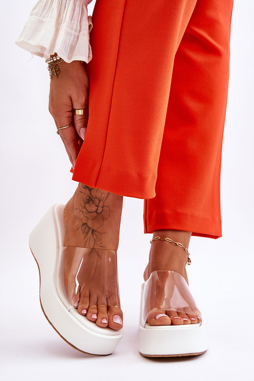 Ženské priehľadné biele kliny Eliane