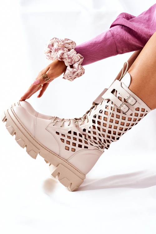 Dámske kožené topánky béžové hotie