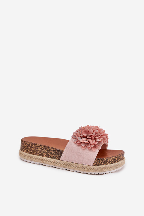 Dámské Sandály Na Platformě S Ozdobnými Květinami Růžové Tessara