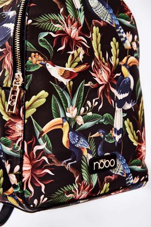 Dámský kožený batoh NOBO M3170-C020 Birds Black