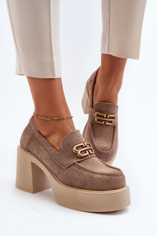 Zazoo 20170 Dámske Semišové Poltopánky na Podpätku Bežové