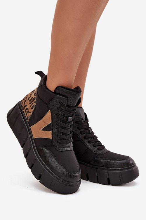 Kožené dámske platformové čižmy vyhrievané Vinceza 66838 Čierne