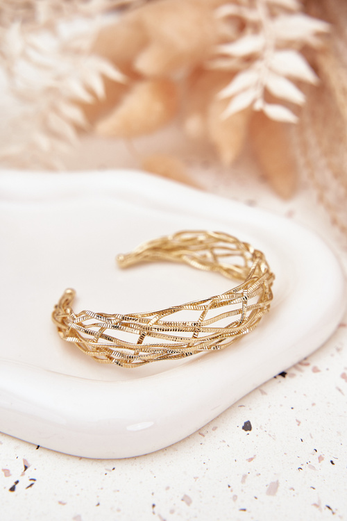 Pevný náramek ze chirurgické oceli zlatý