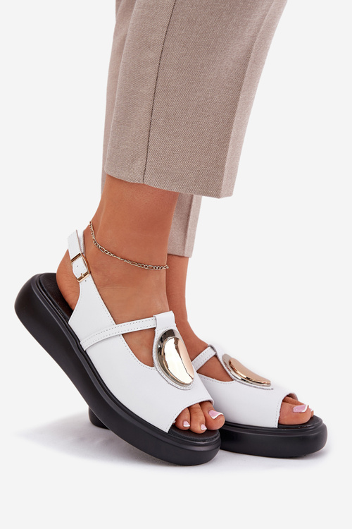 Kožené elegantní dámské sandály S.Barski GR51-603 Bílé