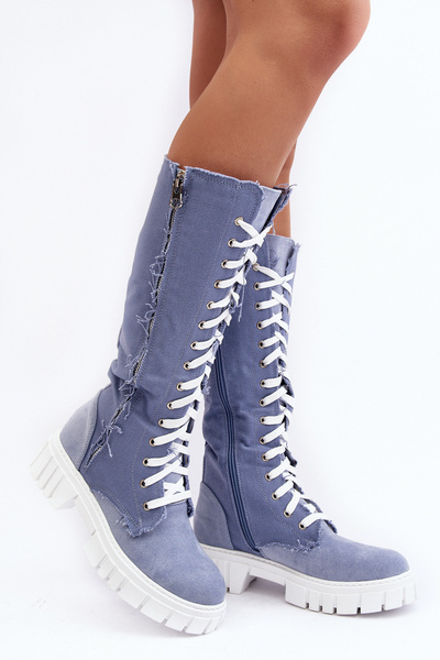 Dámske džínsy izolované topánky s Lacing Blue Cresanta