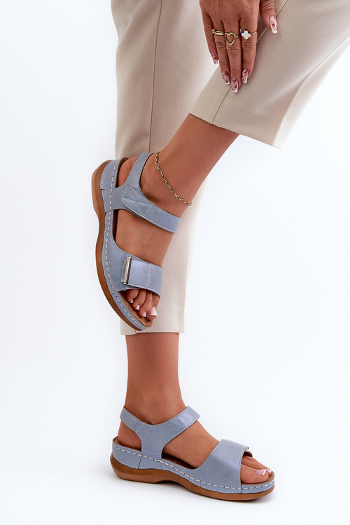 Pohodlné Dámske Sandále Na Suchý Zips Modré Iphiope