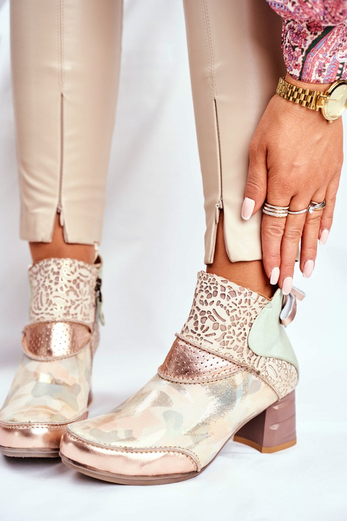 Dámské Kotníkové Boty na Podpatku Maciejka béžové 03410-04