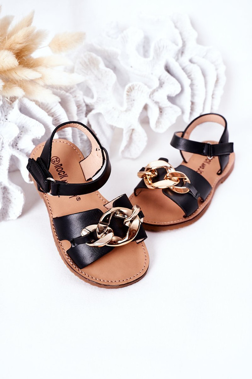 Dětské Sandály S řetězem Černé Buffy