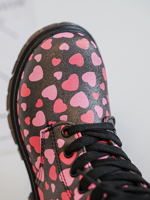 Dolida Ocieplané Dětské Botky Na Zip Černá-Růžová