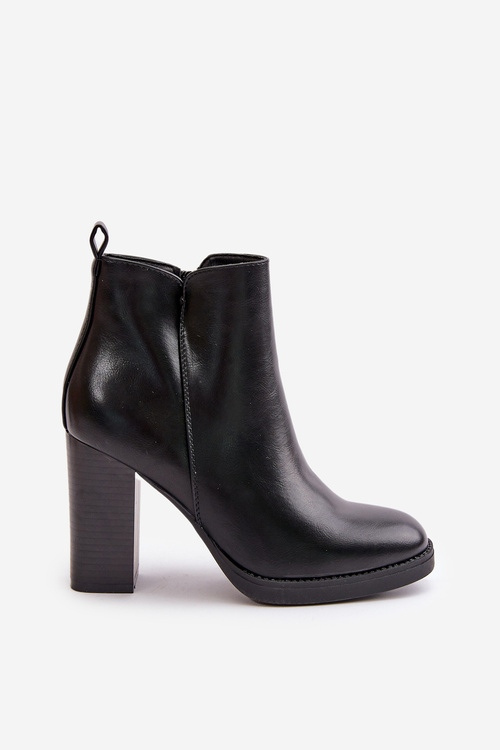 Zateplené dámské botky na podpatku eko kůže černé Teresine