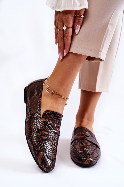 Kožené mokasíny Snake Loafers La.Fi 210023BR-XS Hněde