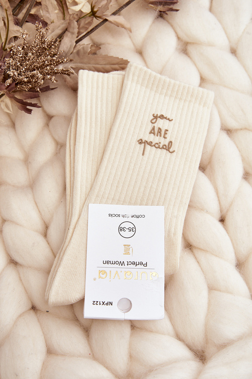 Dámske hladké ponožky s béžou na nápis Light