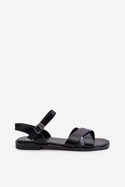 Dámské Ploché Sandály Z Eko Kůže S.Barski KV27-003 Černé