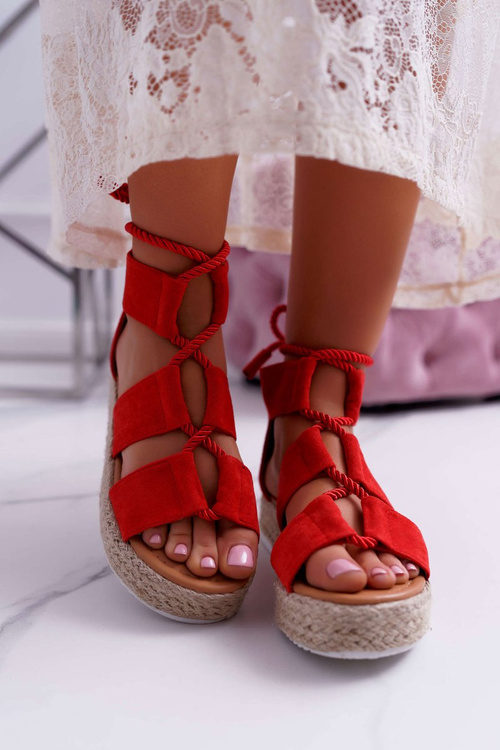 Dámske sandále na platforme Suede Red Ergola