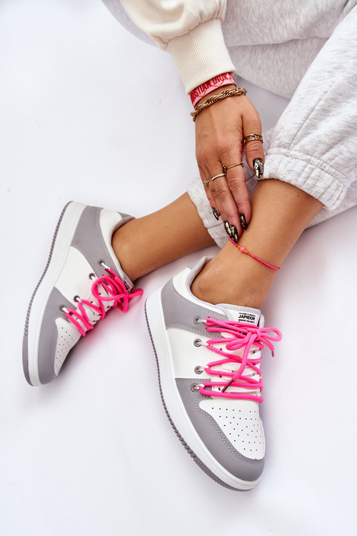 Dámské klasické dvoušněrovací tenisky bílo-šedé Jella