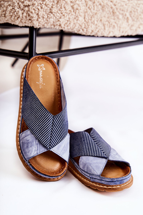 Kožené Profilované Nazouváky Maciejka 04986-17 Modrá