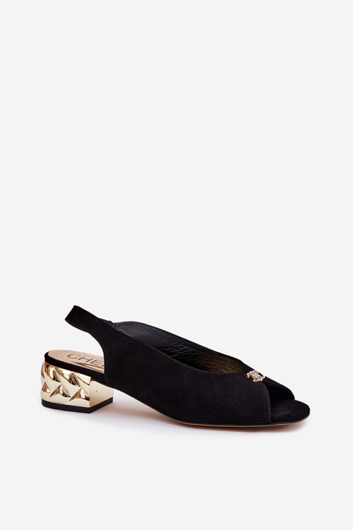 Semišové Elegantné Dámske Sandále CheBello 4724 Čierne