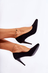 Klasické Semišové vysoké podpatky Černé Magically
