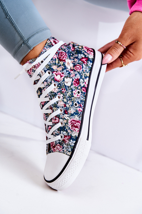 Vysoké tenisky so zelenými kvetmi nollie