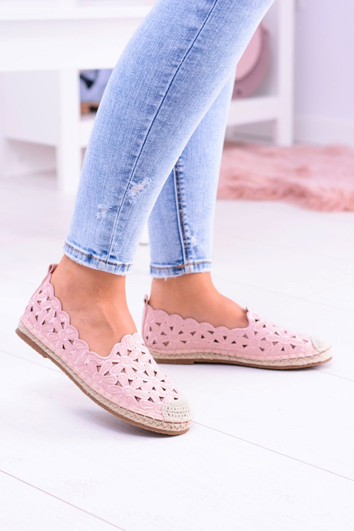 Openwork espadrilles s kvetmi lu boo ružová