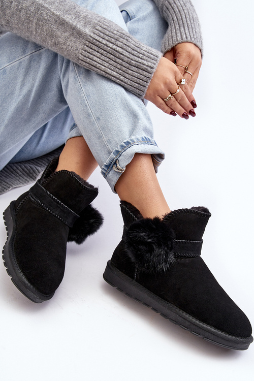 Dámske semišové snehové topánky s čiernymi výrezmi Eraclio