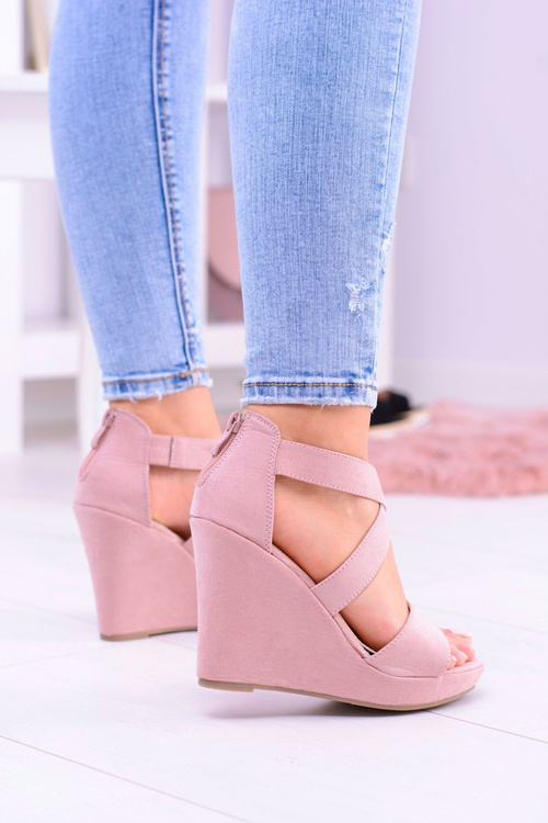 Pohodlné dámske sandále kliny Mirabet Práb ružové