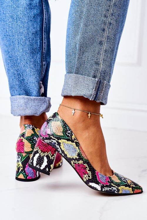 Kožené čerpadlá s hadím vzorom lewski topánky 2801 farebné