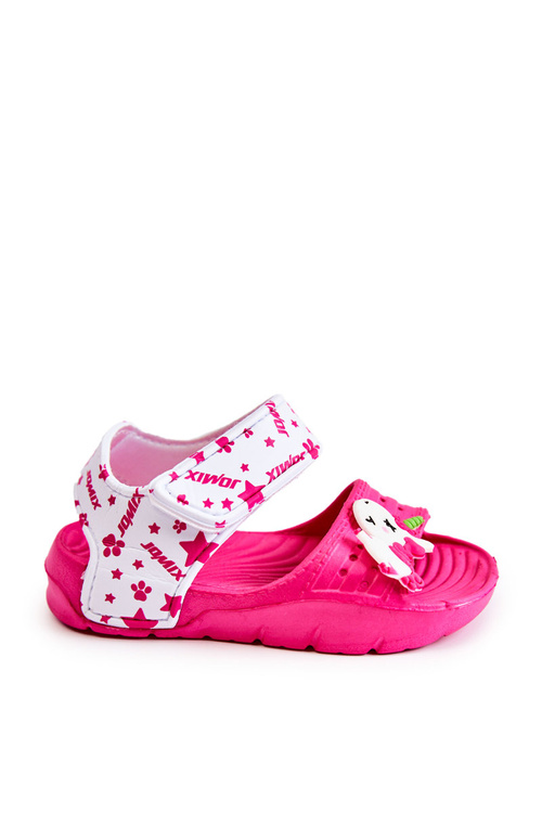 Detské ľahké sandále s dekoráciami tmavo ružové trusty