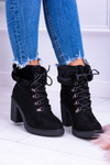 Černé dámské kotníkové boty s kožešiny Influence