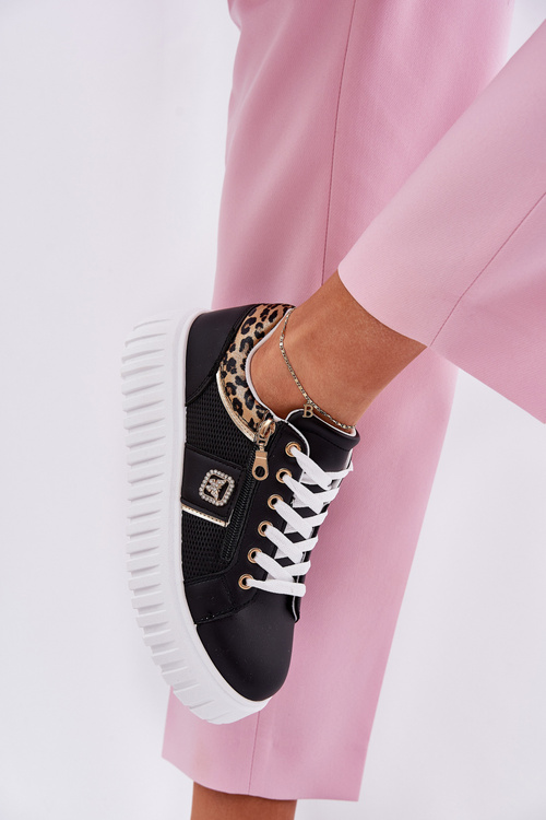 Dámske Športové Topánky Na Platforme Z Eko Kože Párnica Čierne Velionna