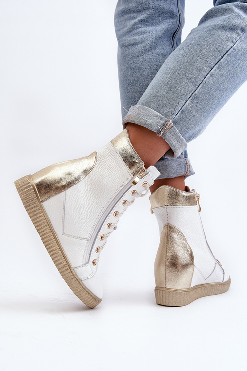 Zazoo 3081 Dámské kožené tenisky na klíně bílé