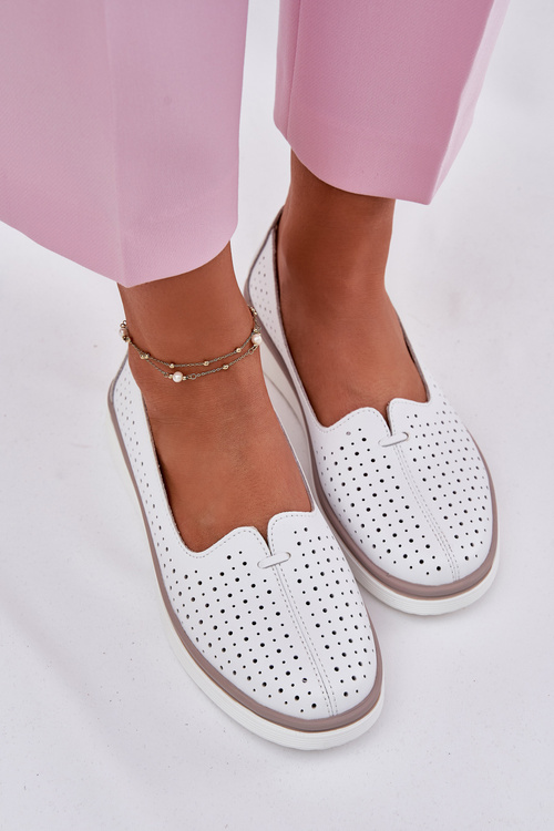 Kožené Dámské Polobotky Bílé Liaruna